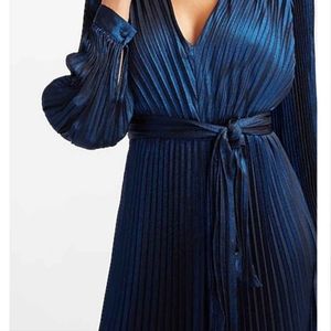 NWT Express Blue Metallic Maxi Dress Size XL